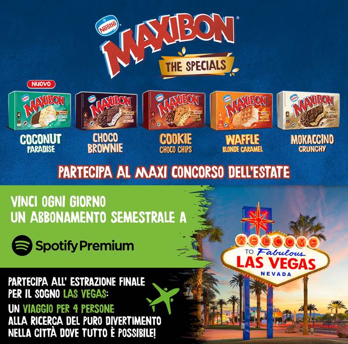 “VINCI IL DIVERTIMENTO CON MAXIBON”: IN PALIO UN VIAGGIO A LAS VEGAS E OLTRE 200 ABBONAMENTI A SPOTIFY